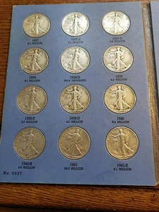 Very Nice Collection Of Walking Liberty Half Dollars 1937 To  1947 Book 2 VF-XF - Picture 1 of 5