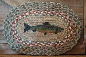 Forellenangeln 10"x 15" Tischset 100% Natur Geflochten Jute FISCH Tischset - Bild 1 von 1