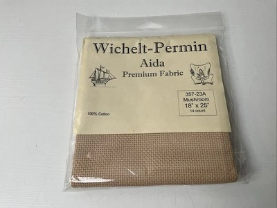 Wichelt-Permin Aida Fabric 14 Count Mushroom 357-23A 18”x25” NOS