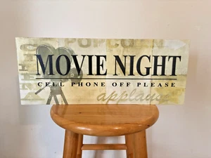 Canvas Home Decor "Movie Night Cell Phone Off Please" 20" x 8" x 1" - Picture 1 of 1