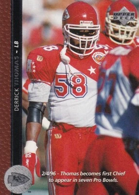Tarjeta de fútbol americano 1996 Upper Deck #195 Derrick Thomas Kansas City Chiefs Foto 1 de 2