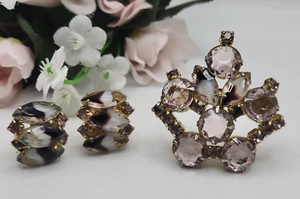 Lotto spille vintage orecchini clip su Juliana D&E corona cristalli marchesa opachi - Foto 1 di 12