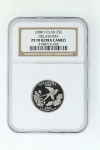 2008 S 25c OKLAHOMA CLAD state NGC Label Quarter Proof NGC PF70 ULTRA CAMEO - Picture 1 of 2