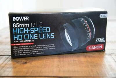 Bower 85mm 1.5 High-Speed HD Cine Lens Manual Focus for Canon - Image 1 of 4