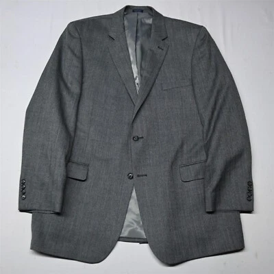 Saddlebred 48L Gray Herringbone Mens Sport Coat Blazer Suit Jacket - Image 1 of 4