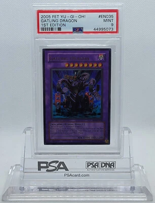 2005 YUGIOH 1ST ED FET-EN035 GATLING DRAGON ULTRA RARE HOLO PSA 9 MT #44995073 - Image 1 of 4