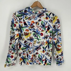 Polo Ralph Lauren Hoodie Boys Medium White Nautical Sailing Polo Bear All Over - Picture 1 of 5