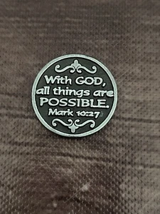 Christian Bible Pocket Coin Mark 10:27 With God All Things Are Possible Cross - Picture 1 of 2