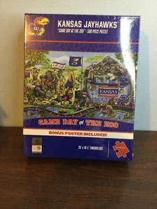 KANSAS JAYHAWKS "GAME DAY AT THE ZOO" 500 PIECE JIGSAW PUZZLE -WITH BONUS POSTER - Picture 1 of 5