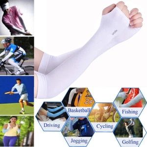 UV Sun Protection Arm Sleeve Cover Cool Wristlet Sock Riding Sport Driving Golf - Picture 1 of 19