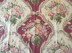 Rare RALPH LAUREN KNIGHTSBRIDGE Red Beige Floral 54X32” Piece Home Decor Fabric - Picture 1 of 5