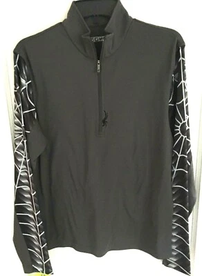 Camisa masculina Spyder Gate com zíper gola T 1/4 com zíper camada base S cinza web nova sem etiquetas US$ 100 - Imagem 1 de 4