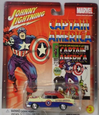 Johnny Lightning Marvel Comics Rel1 #3 – Captain America – ’56 Chevy Convertible - Image 1 of 4