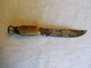 Vintage Stag Antler Hunting Knife 10 1/4" long - Picture 1 of 6