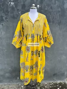 Baumwollkleider für Damen Plam Tree Print Handmade Sommer Maxikleid Brautkleid - Bild 1 von 8