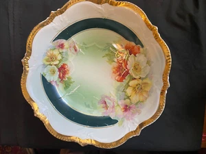 Pope-Gosser große tiefe Blumen Kartoffelpüree Obstschale 10,25" gerippt gold tri - Bild 1 von 8