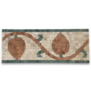 B0044PT Marble Mosaic Border Listello Tile Bud Yellow Wooden 4.7x12 Tumbled - Picture 1 of 7