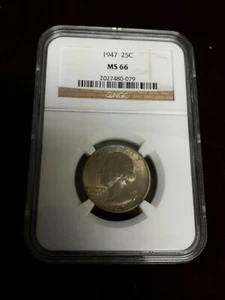 1947 Washington Silver Quarter - NGC MS66  - Picture 1 of 2