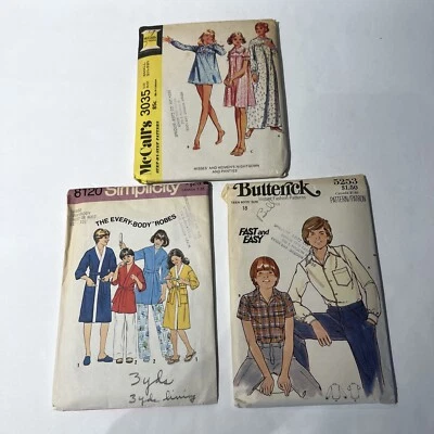 Vintage Boys Girls Patterns Junior Teen Sizes Sleepwear Shirts Cut - Image 1 of 4