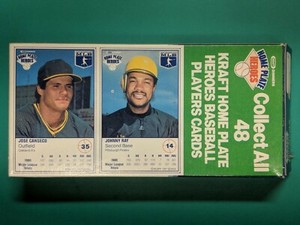 Jose Canseco Johnny Ray 1987 Kraft Home Card Heroes Uncut MACARONI BOX Baseball