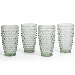 Martha Stewart Chauncey 4-Pack 14.3 oz Hobnail Handmade Glass Tumbler - Green - Picture 1 of 5