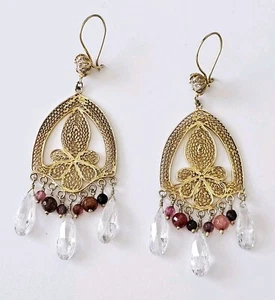 YVONE CHRISTA Victorian Blossom Sterling Silver CZ Agate Chandelier Earrings USA - Picture 1 of 24