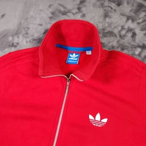 Adidas Sweatshirt Men's Large Beckenbauer Red Mock Neck Full Zip Logo Y2K Track - Picture 1 of 8
