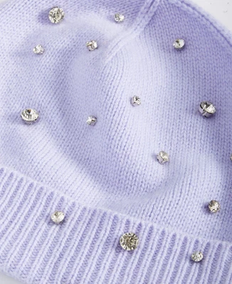 Charter Club 100% Cashmere Crystal Embellished Beanie Knit Hat - Orchid -rt $119 - Изображение 1 из 4
