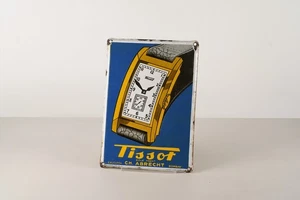 Rare Original 1930s Tissot Watch Porcelain Enamel Advertising Sign - Picture 1 of 4