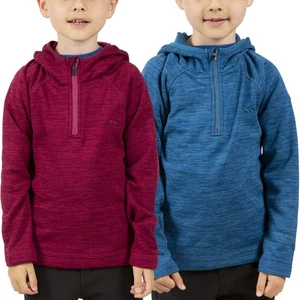 Trespass Kids Gladder Half Zip Hooded Warm Winter Pullover Fleece Jumper - Picture 1 of 9
