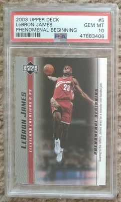 2003 Upper Deck Phenomenal Beginning #5 LeBron James RC PSA 10 Cleveland Cavs - Image 1 of 2