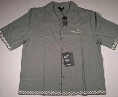 Boohoo человек Revere вышитая рубашка маленький новый с Ярлыками - Изображение 1 из 4