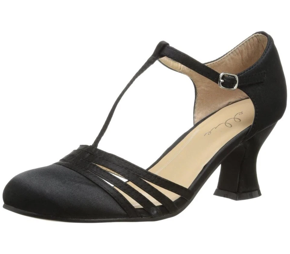 Lucille Women’s Black Vintage T-Strap Costume Shoes – 2.5" Heel |  Ellie Shoes - Image 1 of 1