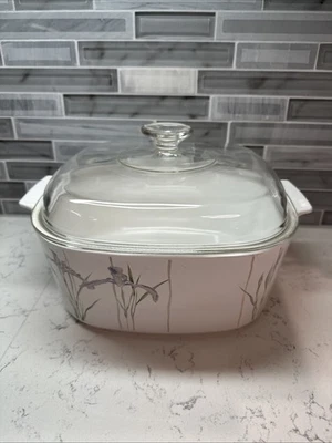 VTG~Corning Ware A-5-B Shadow Iris 5 Qt Casserole Dish & Pyrex A-12-C Lid~VGUC! - Image 1 of 4