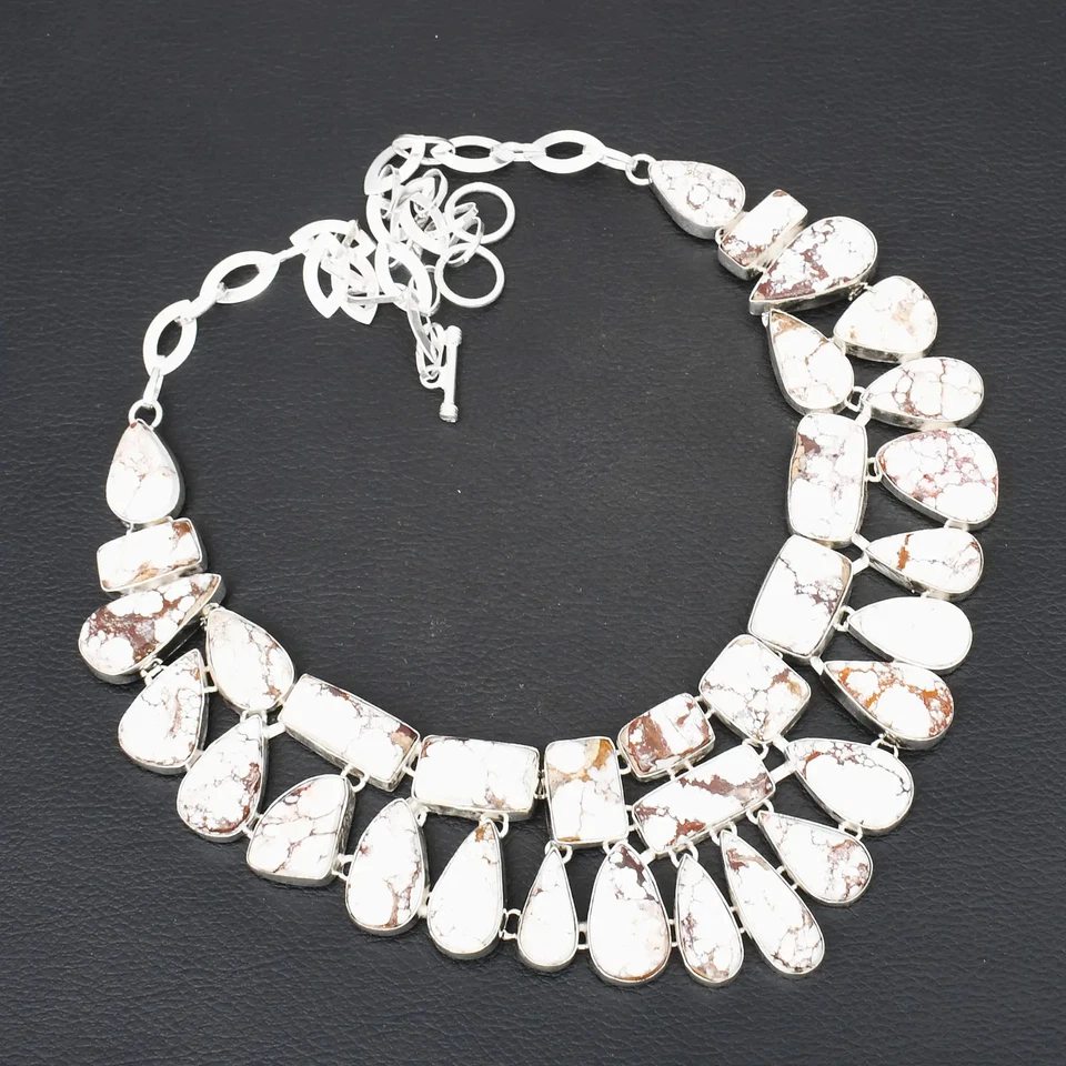 Joia de colar grande feita à mão de pedra preciosa de jaspe cavalo selvagem 118 gms LBN-7547 - Imagem 1 de 1