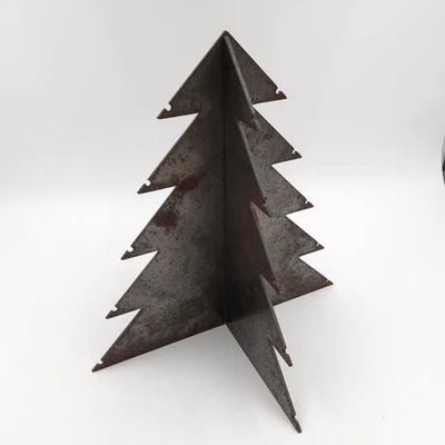 Rustic Christmas Tree Decor Metal Tabletop Mantel Sheet Steel 12"x12" Farmhouse - Image 1 of 4