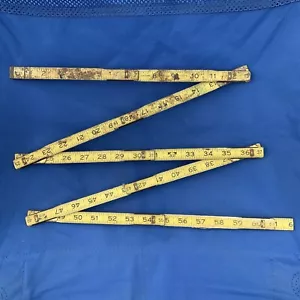 Vintage Stanley wood & brass yellow folding ruler - Picture 1 of 6