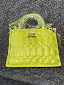 Steve Madden BNIKO Quilted Crossbody Bag (2) Strap Cress Green Mustard RARE - Picture 1 of 3