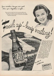 1945 7Up Soda Drink Pretty Lady Laugh Funniest Variety Program Vintage Print Ad - Bild 1 von 1