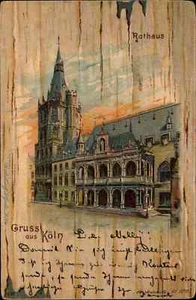 Gruss aus KÖLN Litho-AK 1901 Partie am Rathaus Vintage Postcard Cologne color AK - Picture 1 of 2