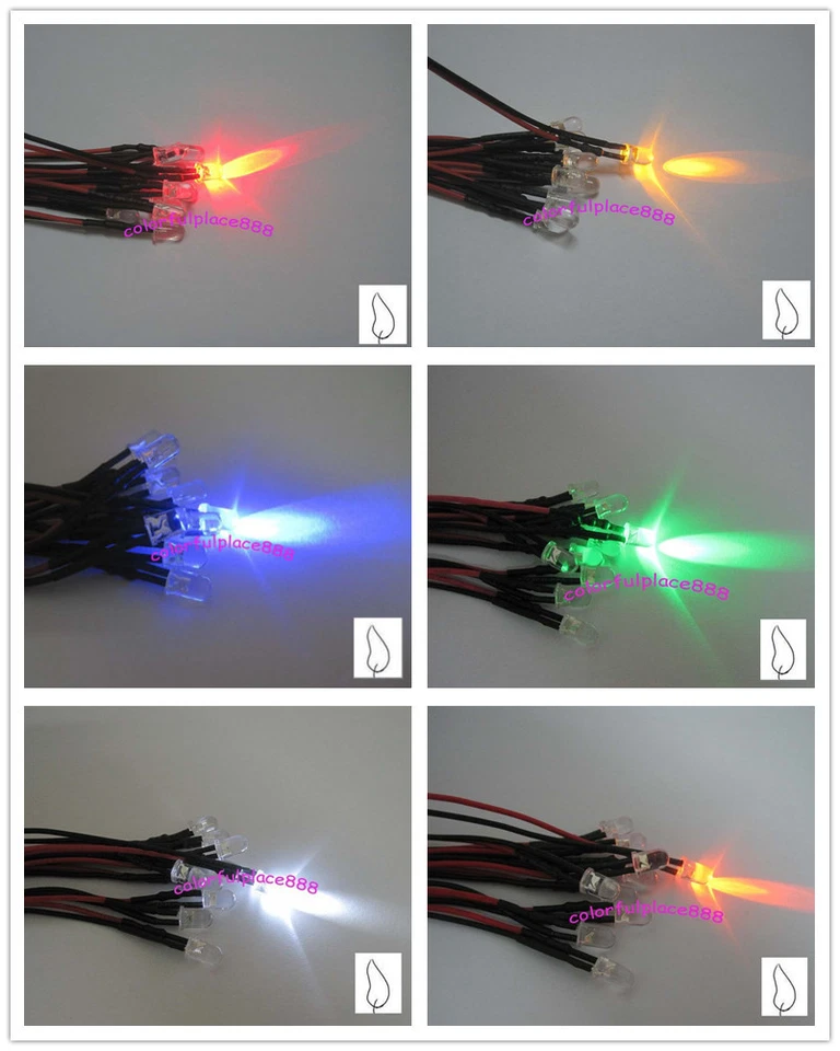 5mm 5V Candle Led Flicker Pre-Wired Red Yellow Blue Green White Orange Leds 20CM - Image 1 of 1