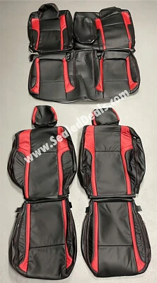 2015 -> 2021 Dodge Challenger Custom Katzkin Leather Seat Covers Black & Red - Image 1 of 4