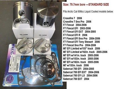 2004 2005 2006 Arctic Cat 700_F7 Firecat_M7_Sabercat EFI EXT Pistons/Gaskets KIT - Image 1 of 2