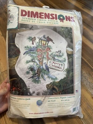 Dimensions Stamped Cross Stitch Christmas Lantern Quilt Kit 8711 - Image 1 of 4