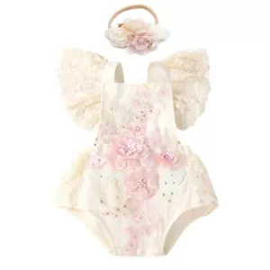Baby Girl Lace Romper First Birthday Dress Toddler Kids Bohemian Cake Smash O... - Picture 1 of 7
