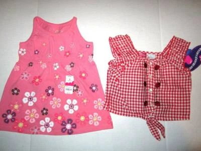 Lote de 2 camisas rosa sin mangas y rojo con frijoles saltadores para niños Foto 1 de 3