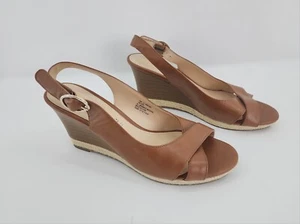 Liz Claiborne Women's Brown Cognac Pamona Wedge Sandals Size 10 Refine Comfort - Picture 1 of 11