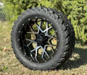 14" Machined Golf Cart Wheels/Tires 23x10-14 AT /Street Tread, EZGO Club Car YMH - Picture 1 of 6