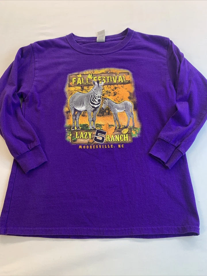 Gildan Youth Heavy Cotton Preshrunk Long Sleeve Med. Lazy 5 Ranch Purple EUC!!! - Image 1 of 4