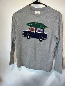 NWT Hanna Andersson Gray LS T Shirt Christmas Tiger Tree  Size 10. 140 $29 - Picture 1 of 3